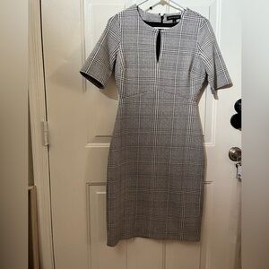 Banana Republic Black and White Plaid Midi Dress